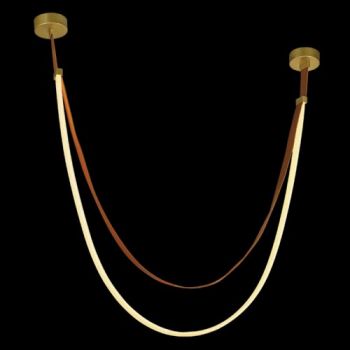 K Light K-LED-2397/2.5 230V 36W LED 2.5m Leather Loop Pendant Leather & Gold