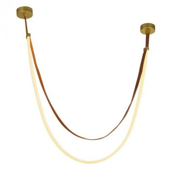 K Light K-LED-2397/2.5 230V 36W LED 2.5m Leather Loop Pendant Leather & Gold