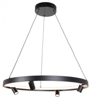 K Light K-LED-400/64BL, K-LED-400/64NS 230v 26W LED 64cm Crown+4 Spot 3W LED Pendant (Multiple Colours/Finishes)