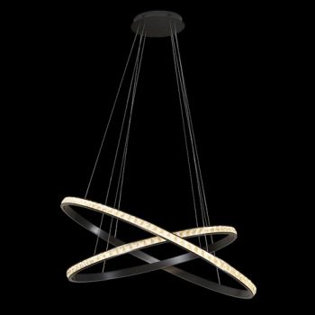 K Light K-LED-485-2 230V 75W LED DBL Oval Crystal Ring Pandant Black