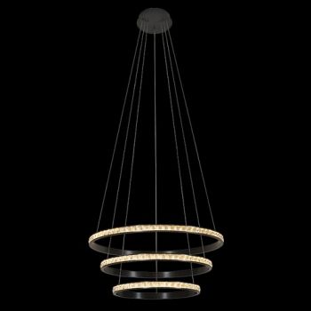 K Light K-LED-485-3 230V 80W LED Trio Crystal Ring pendant Black