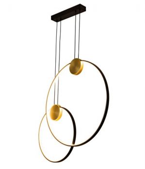 K Light K-LED-710/100 230v 20+30W LED Double Ring Pendant Black and Gold
