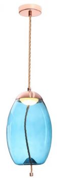 K Light K-LED-9966A/BU 5W LED Droplet Glass and Rope Pendant Blue