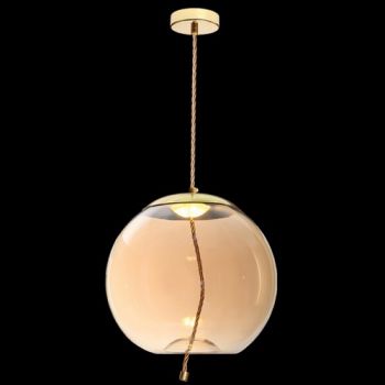 K Light K-LED-9966C/AB, K-LED-9966C/BU 5W LED Orb Glass and Rope Pendant (Multiple Colours/Finishes)
