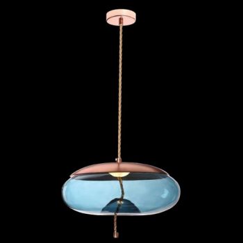 K Light K-LED-9966D/BU 5W LED Pebble Glass and Rope Pendant Blue
