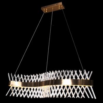 K Light K-LED-9967/1 48W LED SMD Wave Crystal and Gold Chandelier