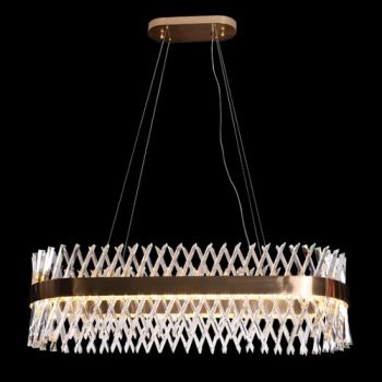 K Light K-LED-9967/2 88W LED SMD Oval Crystal and Gold Chandelier