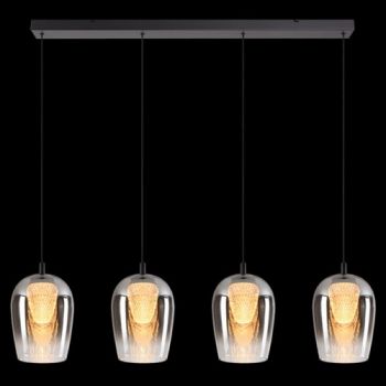K Light K-LED-CC1-4/SM 230v 20W LED Crystal Egg Smoke Glass Pendants on a Bar Smoke Glass