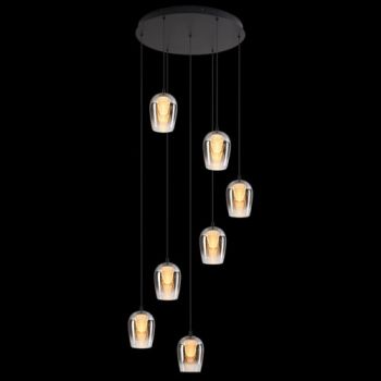 K Light K-LED-CC1-7/SM 230v 35W LED Crystal Egg Smoke Glass Pendants on a Plate Smoke Glass