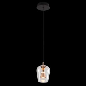 K Light K-LED-CC2-1/GD 230v 5W LED Golden Wizard Glass Pendant Clear Glass Black and Gold