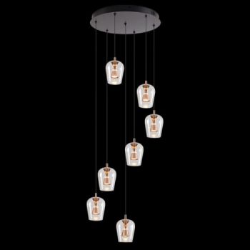K Light K-LED-CC2-7/GD 230v 35W LED Golden Wizard Glass Pendants on a Plate Clear Glass Black and Gold