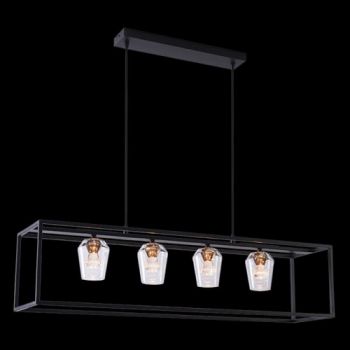 K Light K-LED-CC3-4 230v 12W LED Golden Crown Pendant Black with Clear Glass and Gold