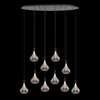K Light K-LED-CC4-10/SM 230v 25W LED Cape Grape Smoke Glass Pendants on Oval Plate Smoke Glass