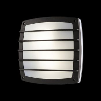 K Light KLB-5521-G/BL 230v 18W E27 Square Grid Black Bulkhead