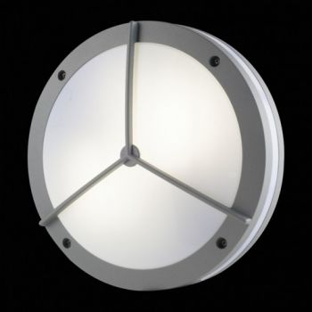 K Light KLB-5522-G/SL 230v 18W E27 Round Grid Silver Bulkhead Matt Silver