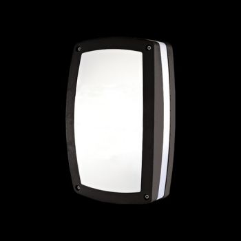 K Light WYN-KLB-5523-P/BL 230v 18W E27 Rectangular Plain Black Bulkhead
