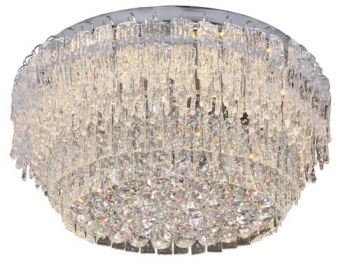 K Light KLC-LED473/59WW, KLC-LED473/59NW 230v 42W LED SMD Medium Majestic Round K9 Crystals Ceiling Fitting Chrome (Multiple Colours/Finishes)