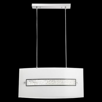 K Light KLCH-1553-3 Curved Rectangular Crystal and Glass Pendant Crystals / Frosted