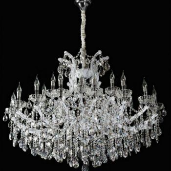 K Light KLCH-8061/25 E14 Extra Large 25 White Arm Crystal Chandelier White Glass