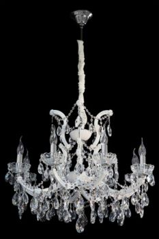 K Light KLCH-8061/8 E14 Medium 8 White Arm Crystal Chandelier White Glass