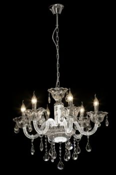 K Light KLCH-8843/6 E14 with 6 LED Arm Crystal Chandelier Clear Glass