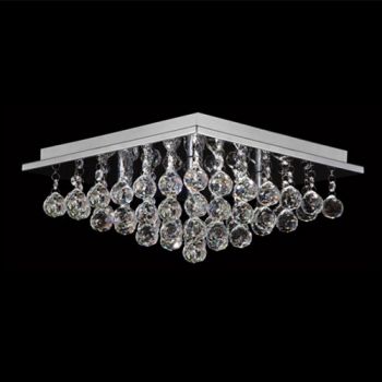 K Light KLCH-REINA-CS4H 3W G9 LED Small Square Crystal K9 Ceiling Fitting Chrome