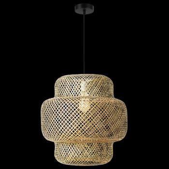 K Light KLCH-7092 230v 40W E27 Rattan Pendant Natural Bamboo