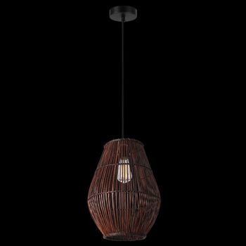 K Light KLCH-7130 230v 40W E27 Rattan and Bamboo Pendant Coffee