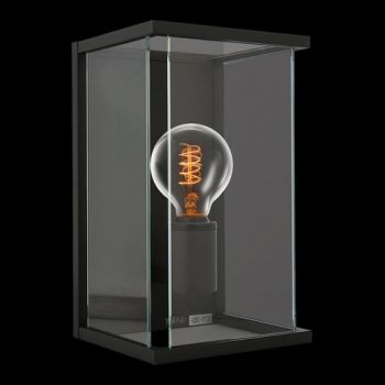 K Light KLG-1123 Outdoor Chic Flush Wall Light (Non Coastal) IP44 Matt Black with Clear Glass