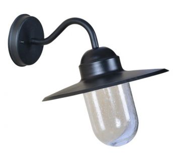 K Light KLG-1131 Outdoor Chic Bracket Wall Light (Non Coastal) IP44 Matt Black with Seedy Glass