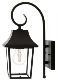 K Light KLG-1132 Outdoor Chic Bracket Wall Light (Non Coastal) IP44 Matt Black with Clear Glass
