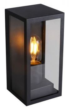 K Light WYN-KLG-1135 Outdoor Chic Flush Wall Light (Non Coastal) IP44 Matt Black with Clear Glass