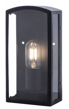 K Light KLG-1138 Outdoor Chic Flush Wall Light (Non Coastal) IP44 Matt Black with Clear Glass