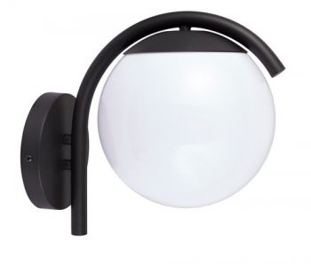 K Light KLG-1150 230v 40W E27 Opal Ball Wall Light Black