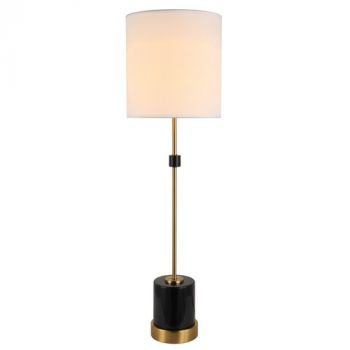 K Light KLT-150 230v 40W Tchaikovsky Table Lamp White Shade, Black Marble and Gold