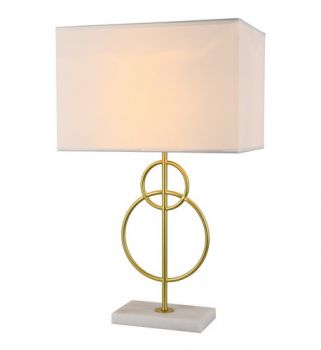 K Light KLT-154 230v 40W Beethoven Table Lamp White Shade, White Marble and Gold