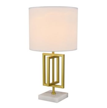 K Light KLT-156 230v 40W Chopin Table Lamp White Shade, White Marble and Gold