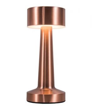 K Light KLT-8001/CO 230v 2W LED Copper Turret Rechargeable Table Lamp Copper