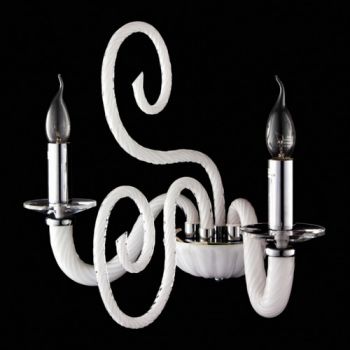 K Light KLW-2000/WH White Glass Arm Wall Light