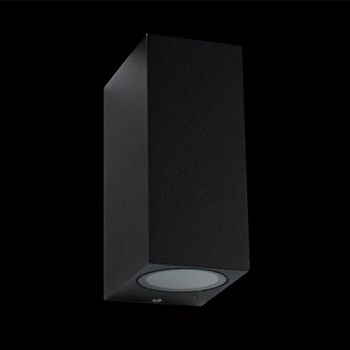 K Light WYN-L-KLG-1801/2S-B 230v 70W GU10 Square Up and Down Clear Glass Wall Light Black