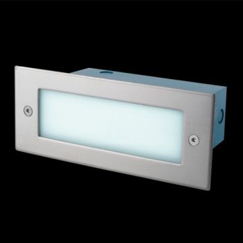 K Light WYN-L-LED-9611/CW 9.6W LED SMD Plain Rectangular Recessed Step Light Chrome Plate with Frosted Glass