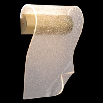 K Light Wall Light LED-2384 230V 3W LED Wave Wall Fitting Satin Gold with clear Glitter acrylic