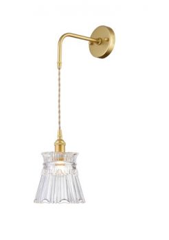 K Light LW-KLW-4163 Vintage Cut Glass Wall Light Satin Gold