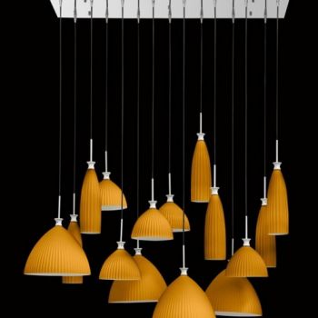 K Light M-KLCH-5011-15O Rectangular Glass Cluster (15 Light) Orange/Chrome