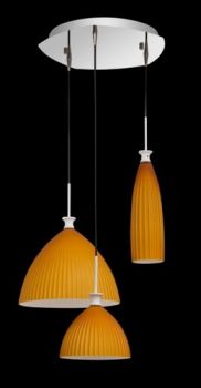 K Light M-KLCH-5011-3O Round Glass Cluster (3 Light) Orange/Chrome