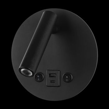 K Light MB-140/BL-USB 230v 2W+6W LED Round Wall Reading Light with Backlighting, USB & USB-C Port
