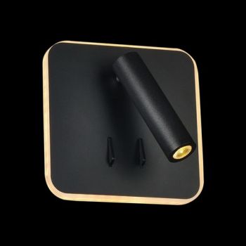 K Light MB-160/BL 3W + 8W Square Reading Wall Light + Back Light Black