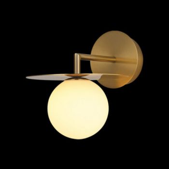 K Light MB-55 230v 5W LED Single Golden Disc Wall Light Gold