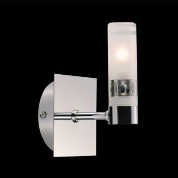 K Light MG-GLORIOSA/1 G9 Single Vertical IP44 Frosted Glass Wall Light Satin Chrome with Frosted Glass