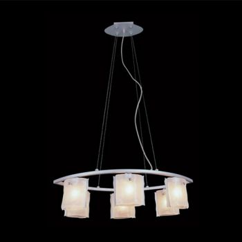 K Light MW-5404/6PD G9 6 Light Rain Pendant Silver with Frosted Scavo Glass